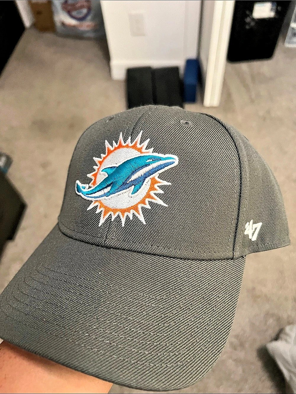'47 Brand Miami Dolphins Clean Up Adjustable Hat Gray & White Like New